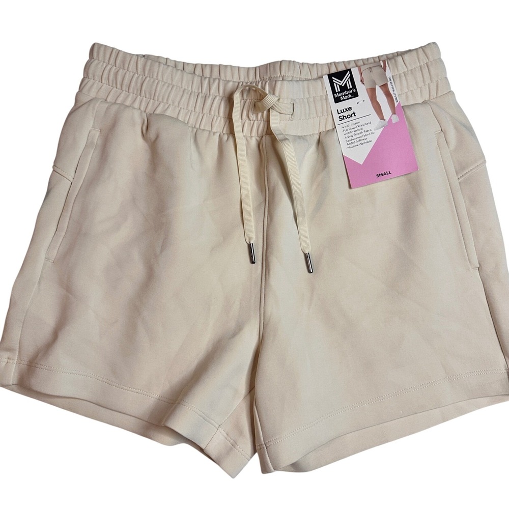 Luxe Short High-Rise Drawstring Shorts - Cream